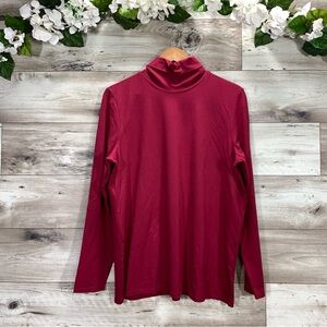 Pure J Jill pima cotton mock neck stretchy long sleeve athleisure top L lounge